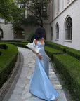ROVENTE Lace-Up Satin Maxi Dress