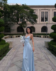 ROVENTE Lace-Up Satin Maxi Dress