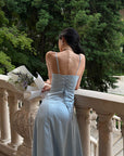 ROVENTE Lace-Up Satin Maxi Dress