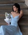 ROVENTE Lace-Up Satin Maxi Dress