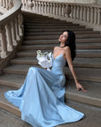 ROVENTE Lace-Up Satin Maxi Dress