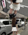 Rase le sol Folded Waist Pleated Mini Skirt