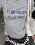 ROVENTE Vintage Grey Fitted Baby Tee with Statement Graphic