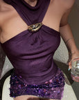 ROVENTE Sequin Embellished Mini Skirt
