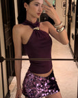 ROVENTE Sequin Embellished Mini Skirt