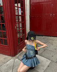 WARDEN EDGE Denim Corset Mini Dress with Flared Hem