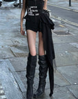 WARDEN EDGE Asymmetrical Graphic Corset Top