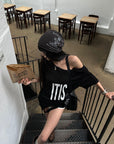 WARDEN EDGE Oversized Asymmetric Graphic T-Shirt