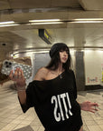 WARDEN EDGE Oversized Asymmetric Graphic T-Shirt
