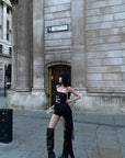 WARDEN EDGE Asymmetrical Graphic Corset Top