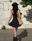 ROVENTE Sculpted Strapless Corset Mini Dress with Flared Hem