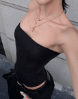 ROVENTE Black Strapless Mesh Corset Top