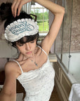 WARDEN EDGE Ruffled Sleeping Beauty Embroidered Floral Sleep Eye Mask
