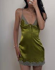 ROVENTE Lace Trim Satin Mini Dress
