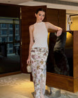 0122stepll Floral Twist Mesh Maxi Skirt