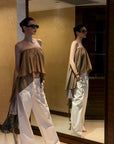 0122stepll Asymmetric Draped One-Shoulder Top