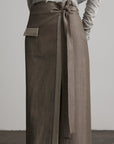 DOINDULGE Wrap Tie-Waist Front Slit Maxi Skirt
