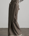 DOINDULGE Wrap Tie-Waist Front Slit Maxi Skirt