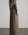 DOINDULGE Wrap Tie-Waist Front Slit Maxi Skirt