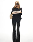 IAMXIAA Rhinestone Logo Lace Hem Oversized T-Shirt