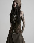 DOINDULGE High Neck Ruched Sleeveless Tank Top