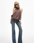 IAMXIAA Open-Back Halter Neck Draped Sleeveless Top