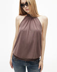 IAMXIAA Open-Back Halter Neck Draped Sleeveless Top