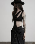 DOINDULGE Asymmetric One-Shoulder Cutout Knit Bodysuit
