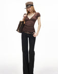 IAMXIAA Low-Rise Dark Wash Flared Denim Jeans with Clean Seam Wide Leg Fit