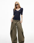 IAMXIAA Classic Wool Stretch V-Neck Slim Fit Half Sleeve Top