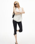 IAMXIAA Contrast Stitch Cropped Skinny Capri Pants