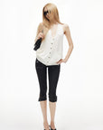 IAMXIAA Contrast Stitch Cropped Skinny Capri Pants