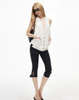 IAMXIAA Contrast Stitch Cropped Skinny Capri Pants