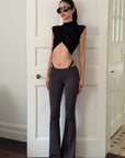 ROVENTE Faux Two-Piece Flared Pants