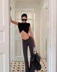 ROVENTE Faux Two-Piece Flared Pants