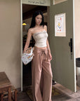 Hydrae Relaxed Pleated Drawstring Wide-Leg Tailored Loose Straight Fit Pants
