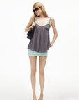 IAMXIAA Lace Trim Layered Cami Babydoll Swing Tank Top