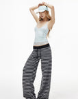IAMXIAA Rhinestone Logo Lace Trim Halter Cami Tank Top