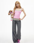 IAMXIAA Layered Camisole & Striped Wide-Leg Pants Set