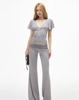 IAMXIAA Open-Back Draped Top & Wide-Leg Pants Set
