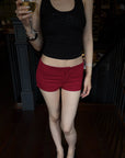 Hydrae Low-Rise Sculpted Micro Shorts with Curved Pocket Seams and Tailored Back Pockets