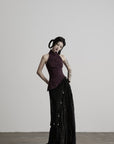 DOINDULGE Detachable Asymmetric Lace Maxi Skirt