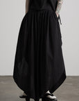 DOINDULGE Asymmetric Textured Wide-Leg Palazzo Pants
