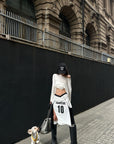 WARDEN EDGE Mesh Panel Asymmetric Basketball Midi Skirt with Number Graphic Detail