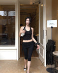 Hydrae Lace-Trim Ruched Skirt-Overlay Capri Pants