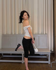 Hydrae Lace-Trim Ruched Skirt-Overlay Capri Pants