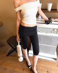Hydrae Lace-Trim Ruched Skirt-Overlay Capri Pants