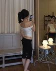 Hydrae Lace-Trim Ruched Skirt-Overlay Capri Pants
