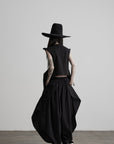 DOINDULGE Asymmetric Textured Wide-Leg Palazzo Pants