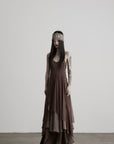 DOINDULGE Braided-Strap Layered Open-Back Maxi Dress
